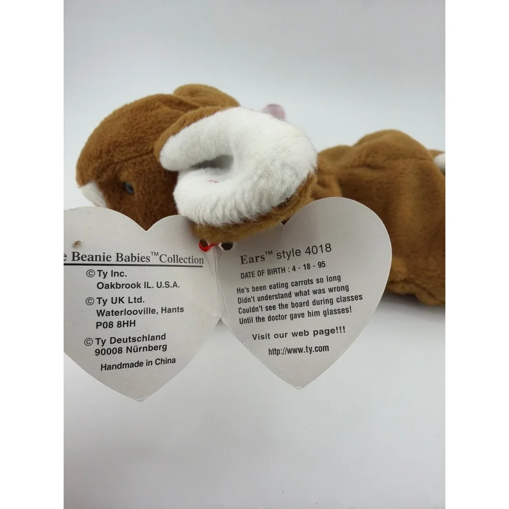 Ty Beanie Babies Ears the‎ Bunny Rabbit Small Brown Vintage 90s Plush Aesthetic